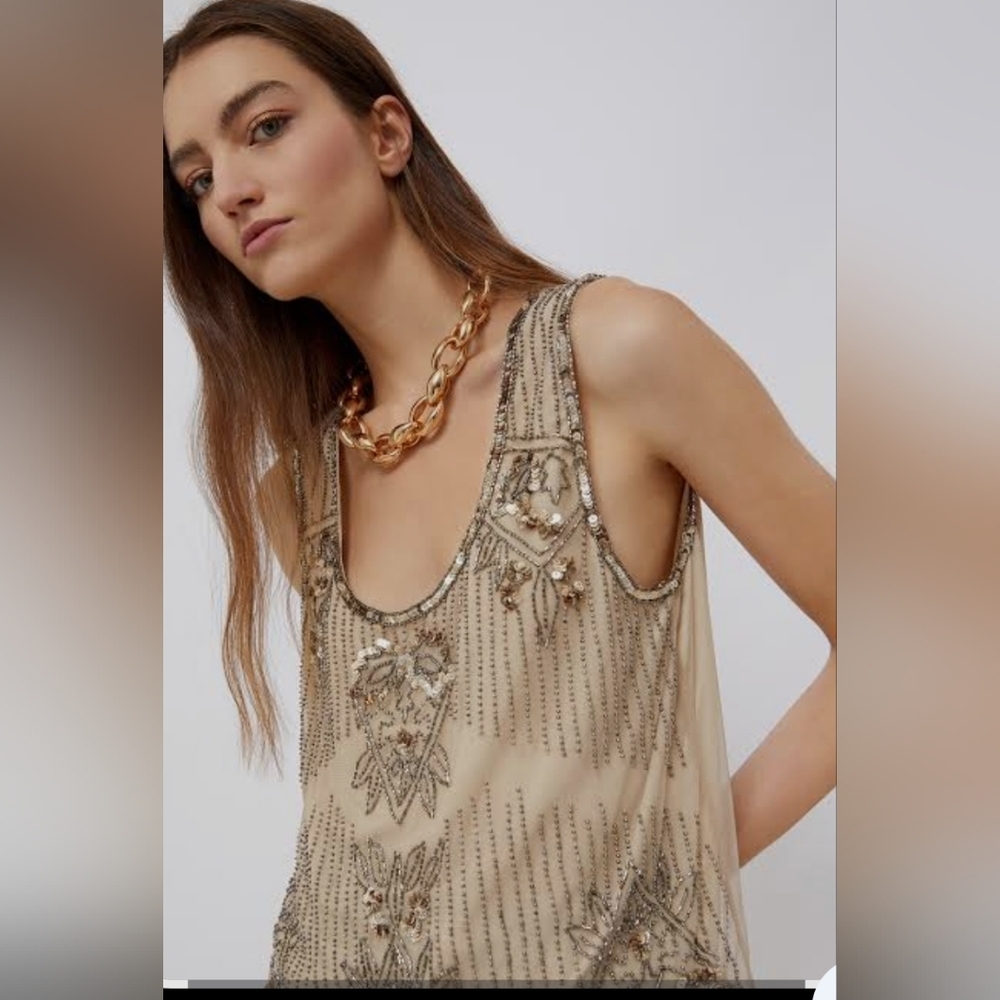 LIU JO EMBROIDERED TULE CAMISOLE SIZE X SMALL